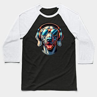 Weimaraner Smiling DJ in Vibrant Japanese Art Style Baseball T-Shirt